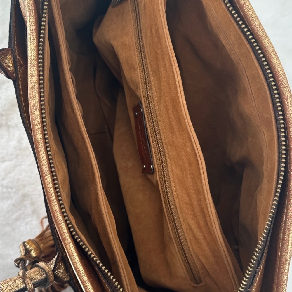 Patricia Nash Paris Gold Woven Tote Bag with Tassel - Picture 12 of 14